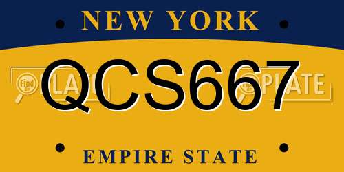 QCS667 New York License Plate