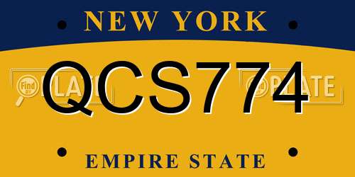 QCS774 New York License Plate