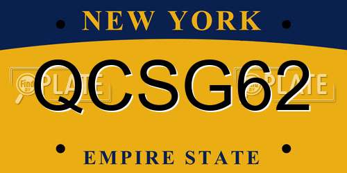 QCSG62 New York License Plate