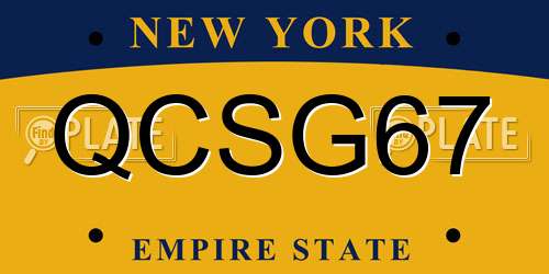 QCSG67 New York License Plate
