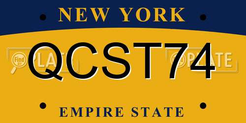 QCST74 New York License Plate