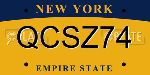 QCSZ74 New York License Plate