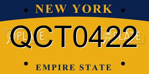 QCT0422 New York License Plate