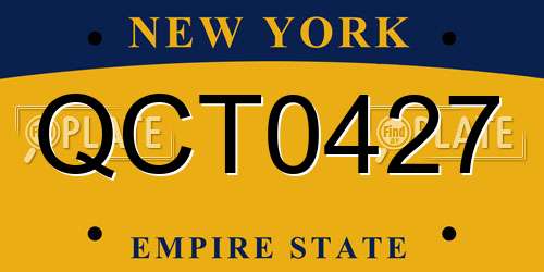 QCT0427 New York License Plate