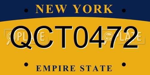 QCT0472 New York License Plate