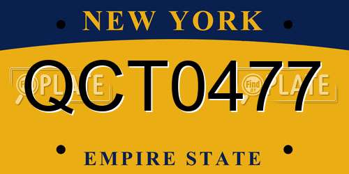 QCT0477 New York License Plate
