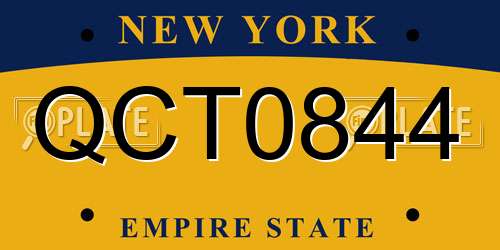 QCT0844 New York License Plate