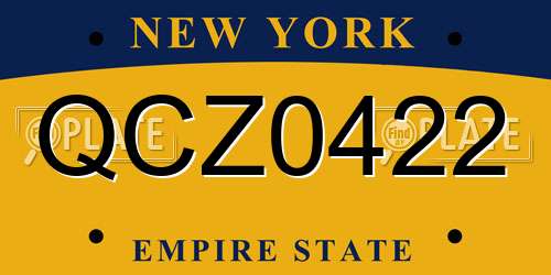 QCZ0422 New York License Plate