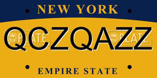 QCZQAZZ New York License Plate