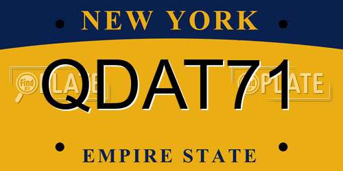 QDAT71 New York License Plate
