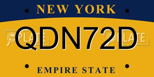 QDN72D New York License Plate