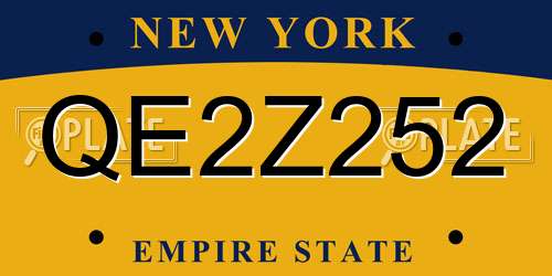 QE2Z252 New York License Plate