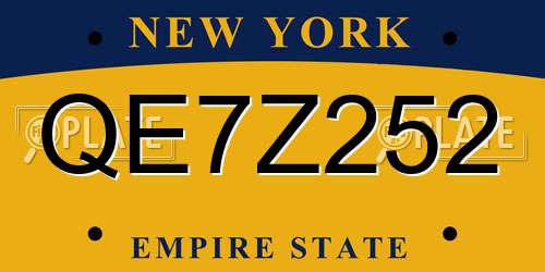 QE7Z252 New York License Plate