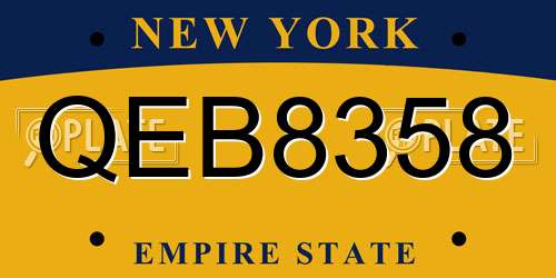 QEB8358 New York License Plate