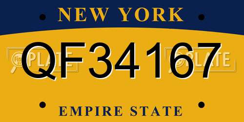 QF34167 New York License Plate
