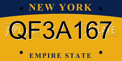 QF3A167 New York License Plate