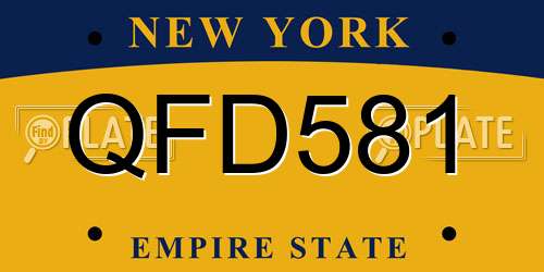 QFD581 New York License Plate