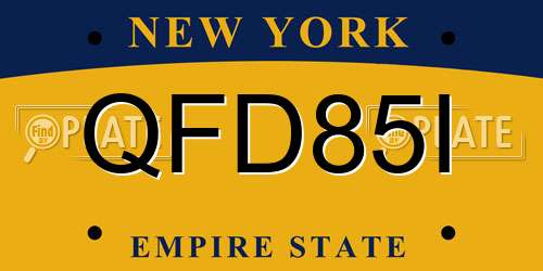 QFD85I New York License Plate