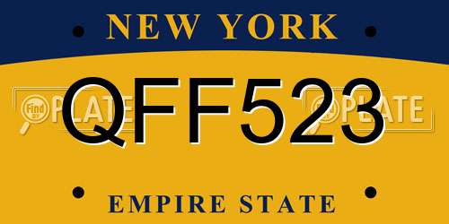 QFF523 New York License Plate