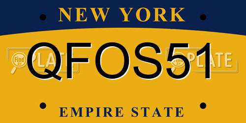 QFOS51 New York License Plate