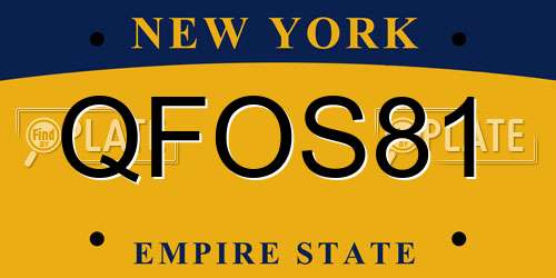 QFOS81 New York License Plate