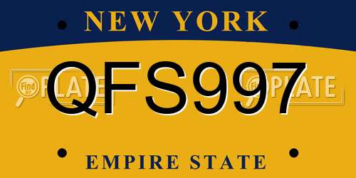 QFS997 New York License Plate