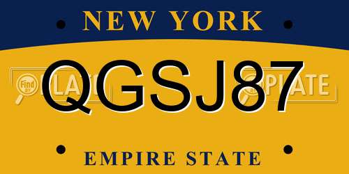 QGSJ87 New York License Plate