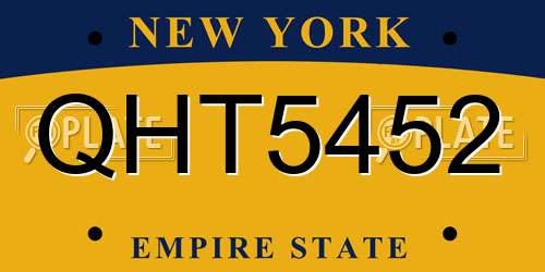 QHT5452 New York License Plate