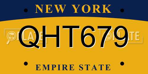 QHT679 New York License Plate