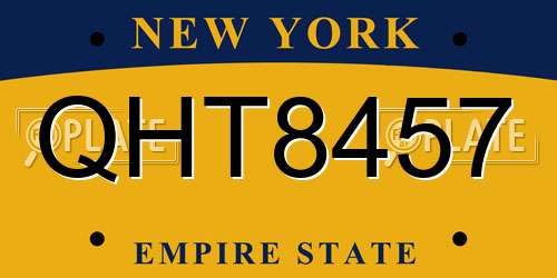 QHT8457 New York License Plate