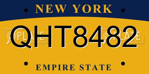 QHT8482 New York License Plate