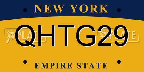QHTG29 New York License Plate