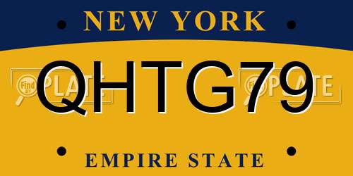 QHTG79 New York License Plate