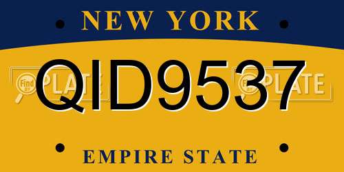 QID9537 New York License Plate