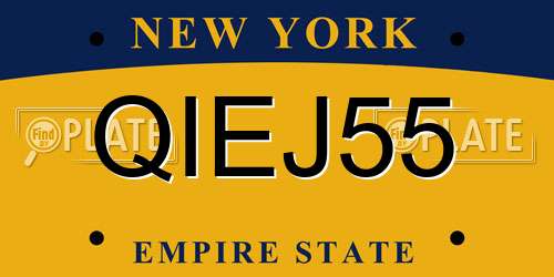 QIEJ55 New York License Plate
