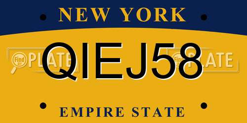QIEJ58 New York License Plate