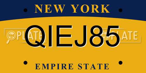 QIEJ85 New York License Plate