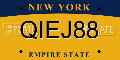 QIEJ88 New York License Plate