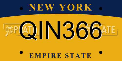 QIN366 New York License Plate