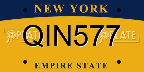 QIN577 New York License Plate