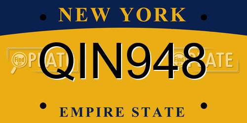 QIN948 New York License Plate