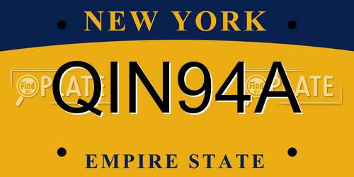 QIN94A New York License Plate
