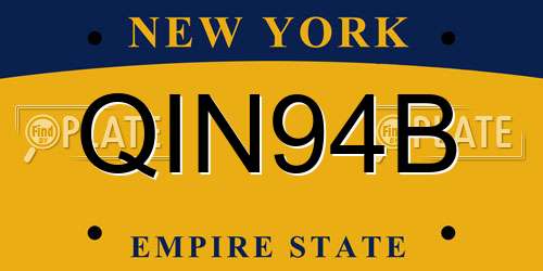 QIN94B New York License Plate