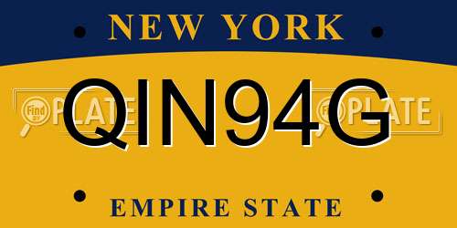QIN94G New York License Plate