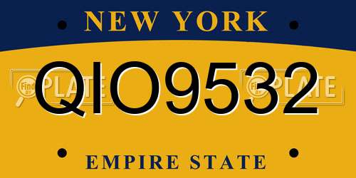 QIO9532 New York License Plate