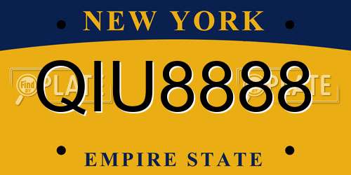 QIU8888 New York License Plate
