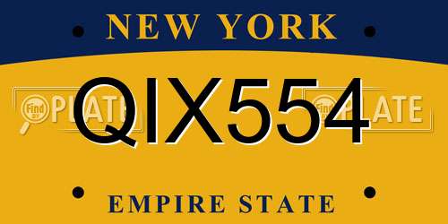 QIX554 New York License Plate
