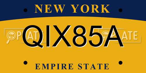 QIX85A New York License Plate
