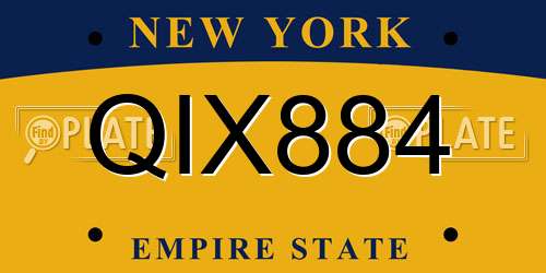QIX884 New York License Plate