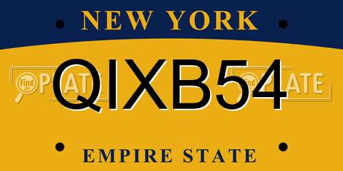 QIXB54 New York License Plate